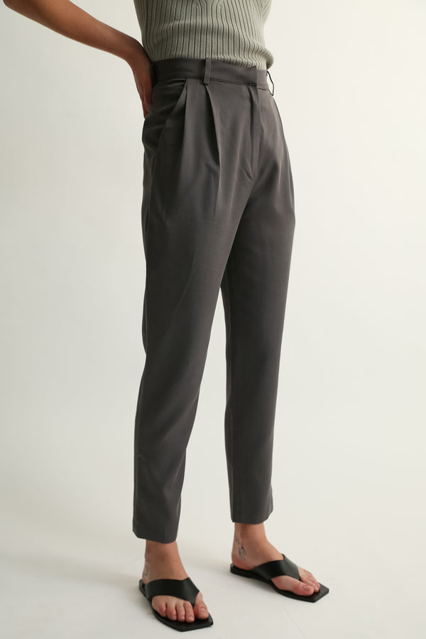 High Waisted Tencel Trousers - Almina Concept