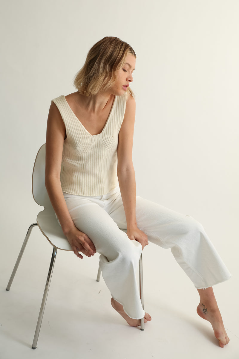 Ribbed Knit Vest - Almina Concept