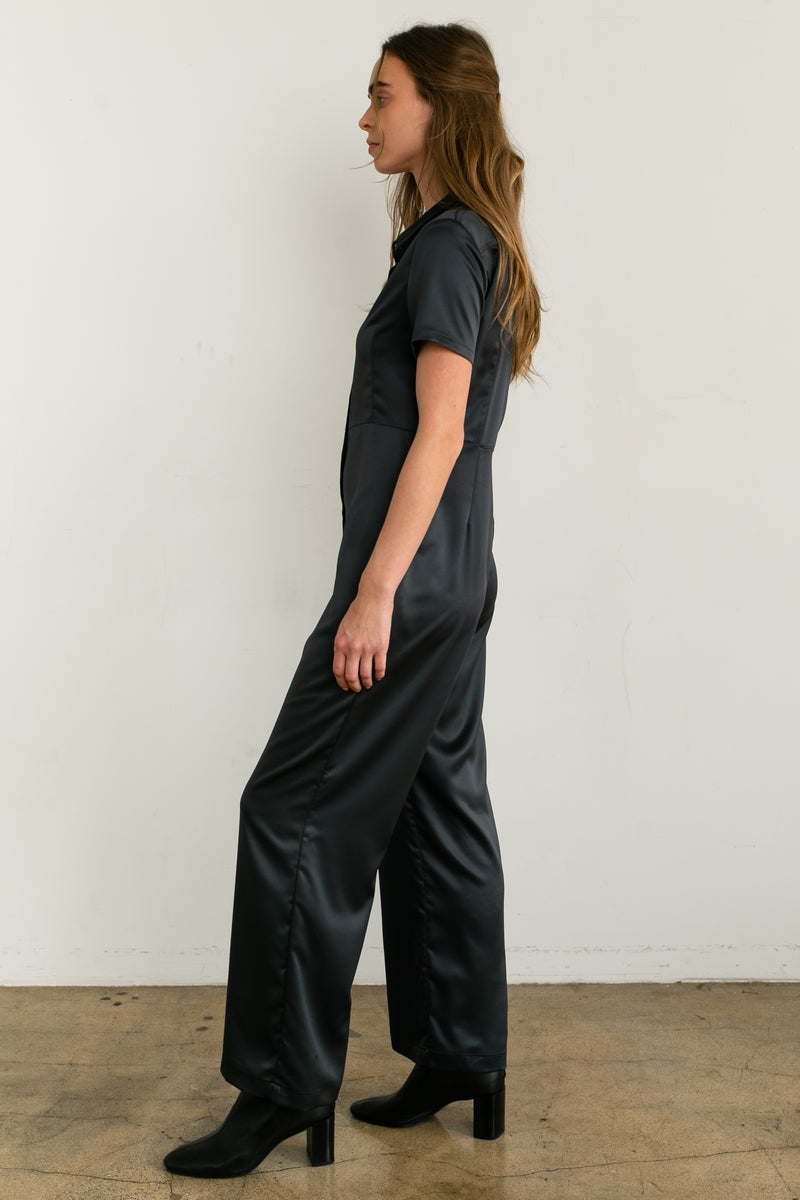 Short Sleeve Wide Leg Jumpsuit - Almina Concept