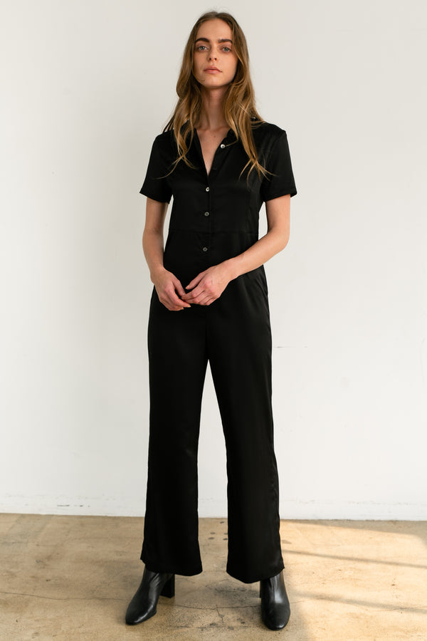 Short Sleeve Wide Leg Jumpsuit - Almina Concept