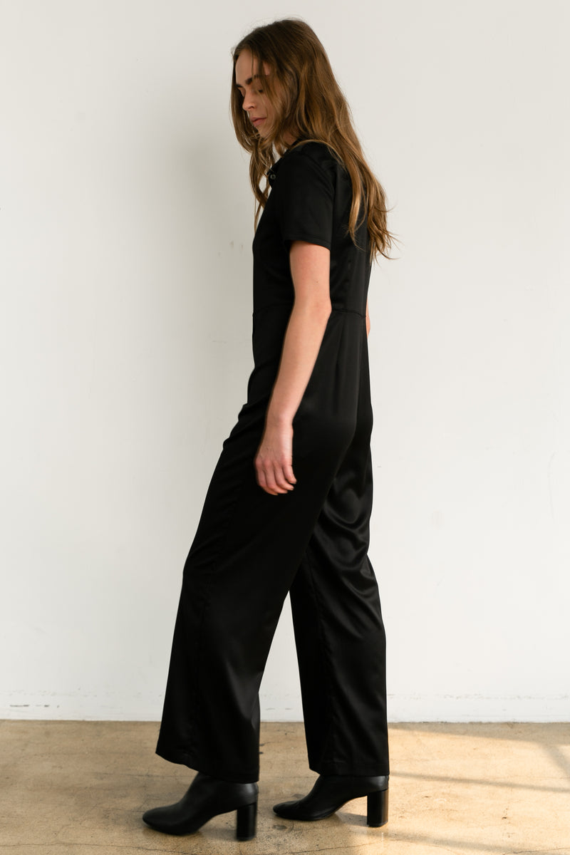 Short Sleeve Wide Leg Jumpsuit - Almina Concept