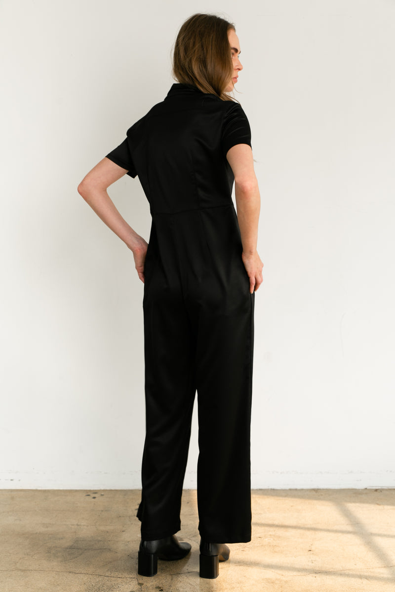 Short Sleeve Wide Leg Jumpsuit - Almina Concept